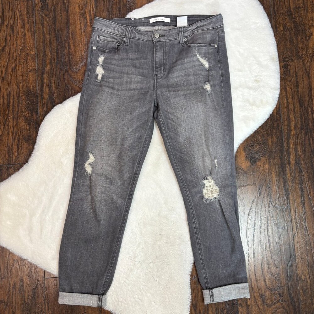 Eunina Jeans 13 Mica Low-Rise Skinny Ankle Gray Ripped‎ Cuffed Women's
